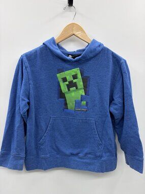 Designed by Jinx Youth Boys Size Small Minecraft Creeper Hooded Sweatshirt Blue